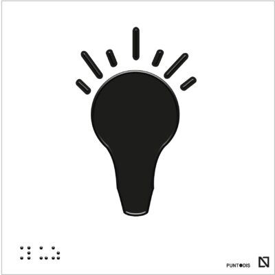 Placa Luz en braille y altorrelieve, en aluminio