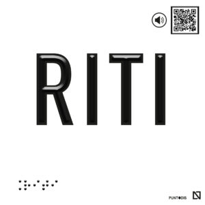 Placa RITI en braille y altorrelieve con QR, y en aluminio