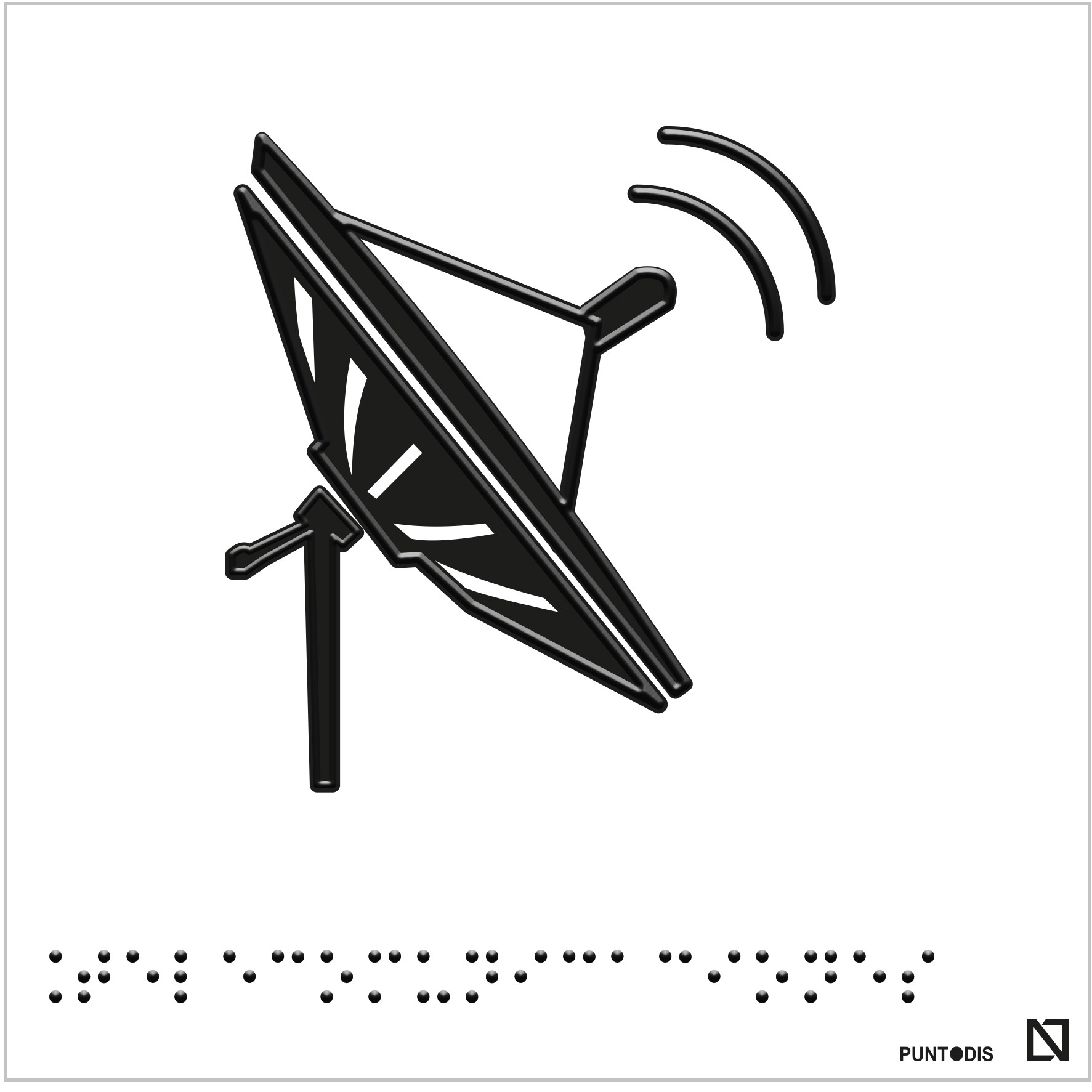 Placa Telecomunicaciones en braille y altorrelieve, en aluminio