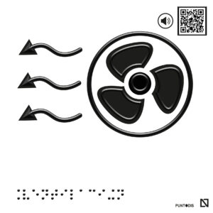 Placa Ventilación en braille y altorrelieve con QR, y en aluminio