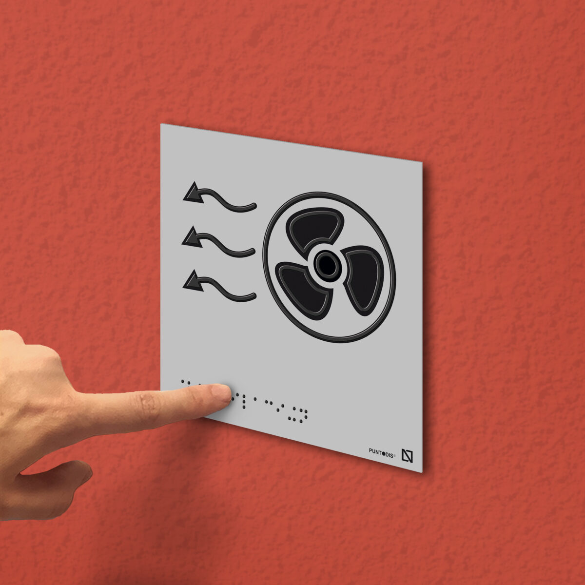 Placa pictograma Ventilación en braille