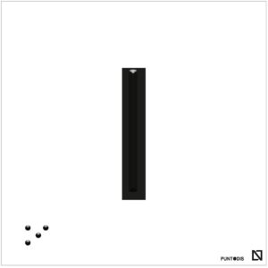 Placa Letra i en braille y altorrelieve, en aluminio