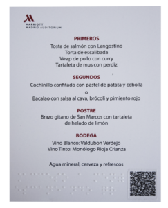 Carta de Menú braille