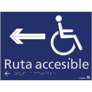 Placa Ruta accesible izquierda en braille y altorrelieve, en aluminio