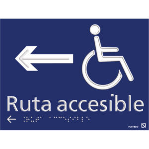 Placa Ruta accesible izquierda en braille y altorrelieve, en aluminio