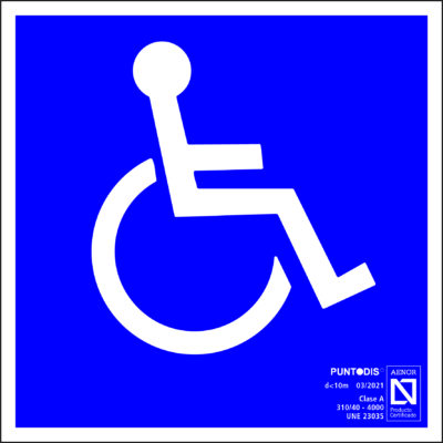 Placa fotoluminiscente SIA accesible, braille y altorrelieve