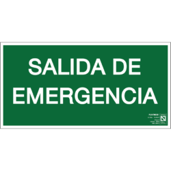 Placa fotoluminiscente Salida de emergencia, braille y altorrelieve