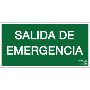 Placa fotoluminiscente Salida de emergencia, braille y altorrelieve