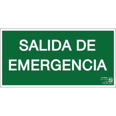 Placa fotoluminiscente Salida de emergencia, braille y altorrelieve