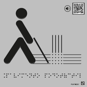 Placa Pavimento podotáctil con QR en braille y altorrelieve