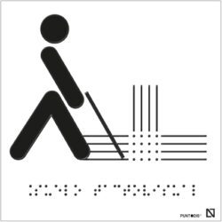Placa Suelo tactovisual en braille y altorrelieve, en aluminio