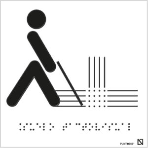 Placa Suelo tactovisual en braille y altorrelieve, en aluminio