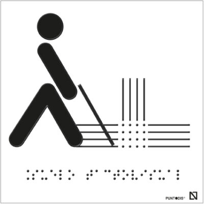 Placa Suelo tactovisual en braille y altorrelieve, en aluminio