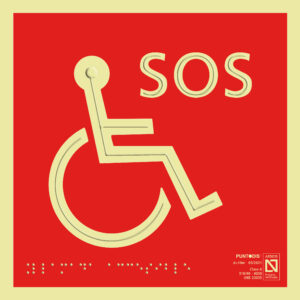 Placa fotoluminiscente Llamada accesible con braille y altorrelieve