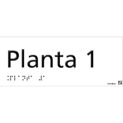 Placa Planta 1 en aluminio con braille y altorrelieve