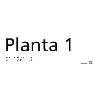 Placa Planta 1 en aluminio con braille y altorrelieve