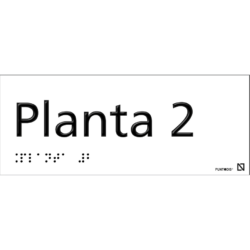 Placa Planta 2 en aluminio con braille y altorrelieve