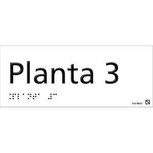 Placa Planta 3 en aluminio con braille y altorrelieve