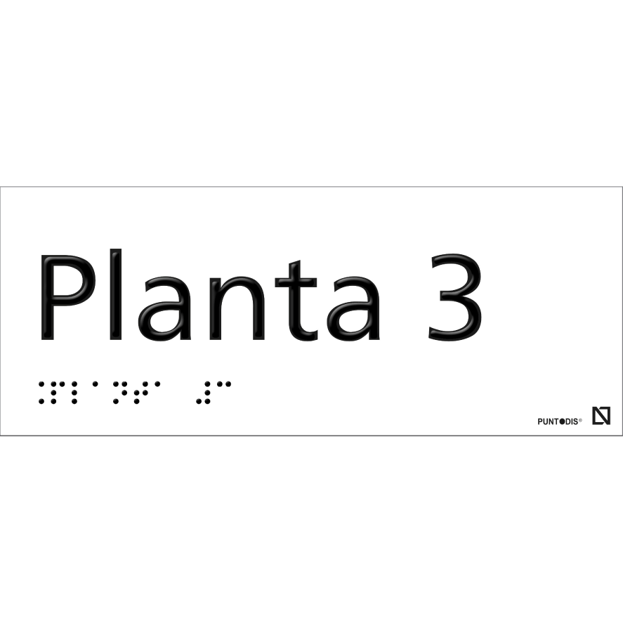 Placa Planta 3 en aluminio con braille y altorrelieve