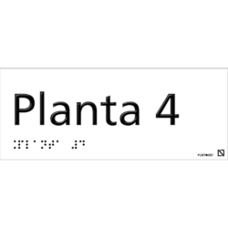 Placa Planta 4 en aluminio con braille y altorrelieve