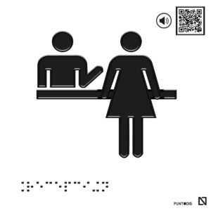 Placa Recepción en braille y altorrelieve con QR, y en aluminio