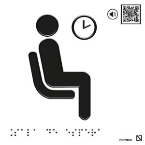 Placa Sala de espera en braille y altorrelieve con QR, y en aluminio