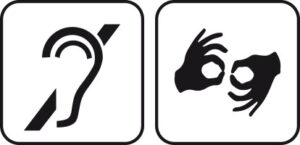 pictogramas de discapacidad auditiva y lenguaje de signos