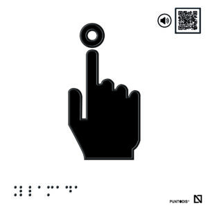 Placa Punto de llamada en braille y altorrelieve con QR, y en aluminio