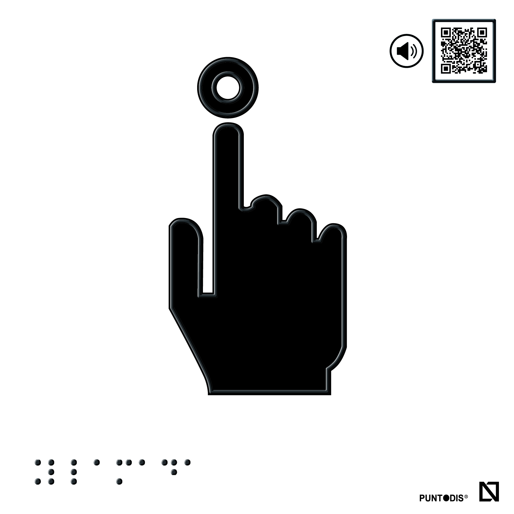 Placa Punto de llamada en braille y altorrelieve con QR, y en aluminio