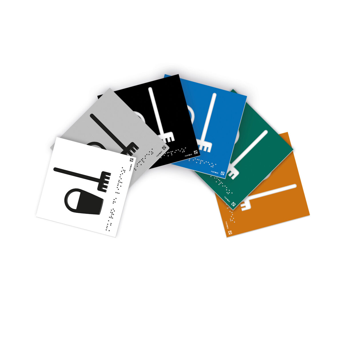 Colores que se disponen para realizar las placas blanco, gris, negro, azul, verde y naranja.