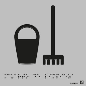 Placa Cuarto de limpieza braille y altorrelieve
