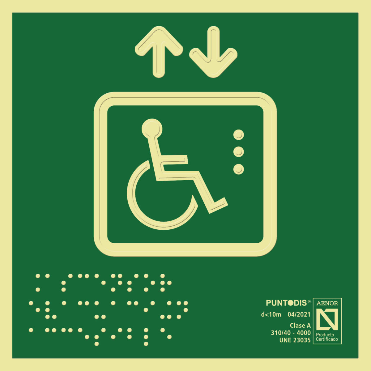 Placa fotoluminiscente ascensor accesible