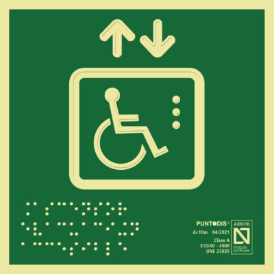 Placa fotoluminiscente ascensor accesible
