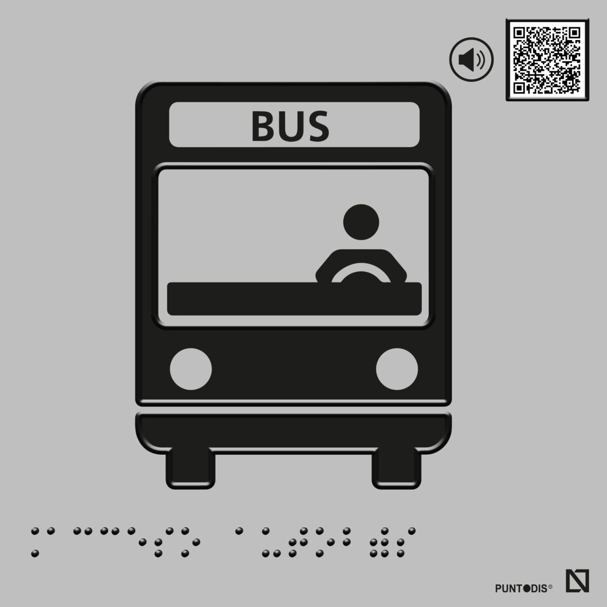 Placa acceso bus con QR, braille y altorrelieve