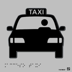 Placa acceso taxi braille y altorrelieve