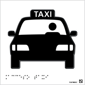 Placa Acceso taxi braille y altorrelieve en aluminio