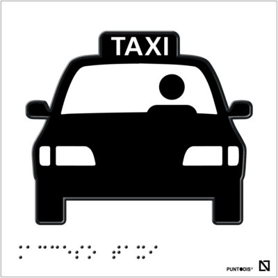 Placa Acceso taxi braille y altorrelieve en aluminio