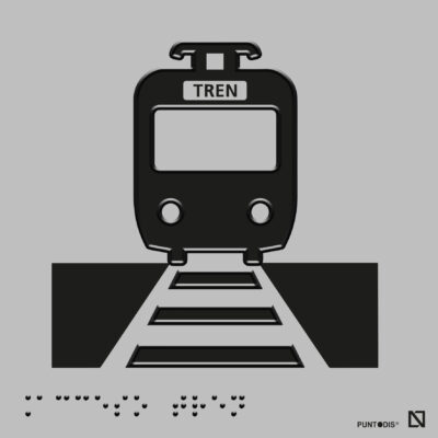 Placa acceso tren braille y altorrelieve