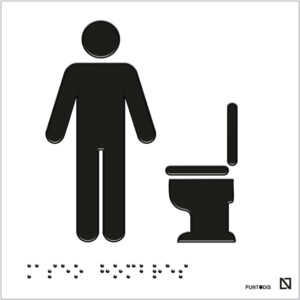 Placa ASEO hombre con inodoro en braille, en aluminio