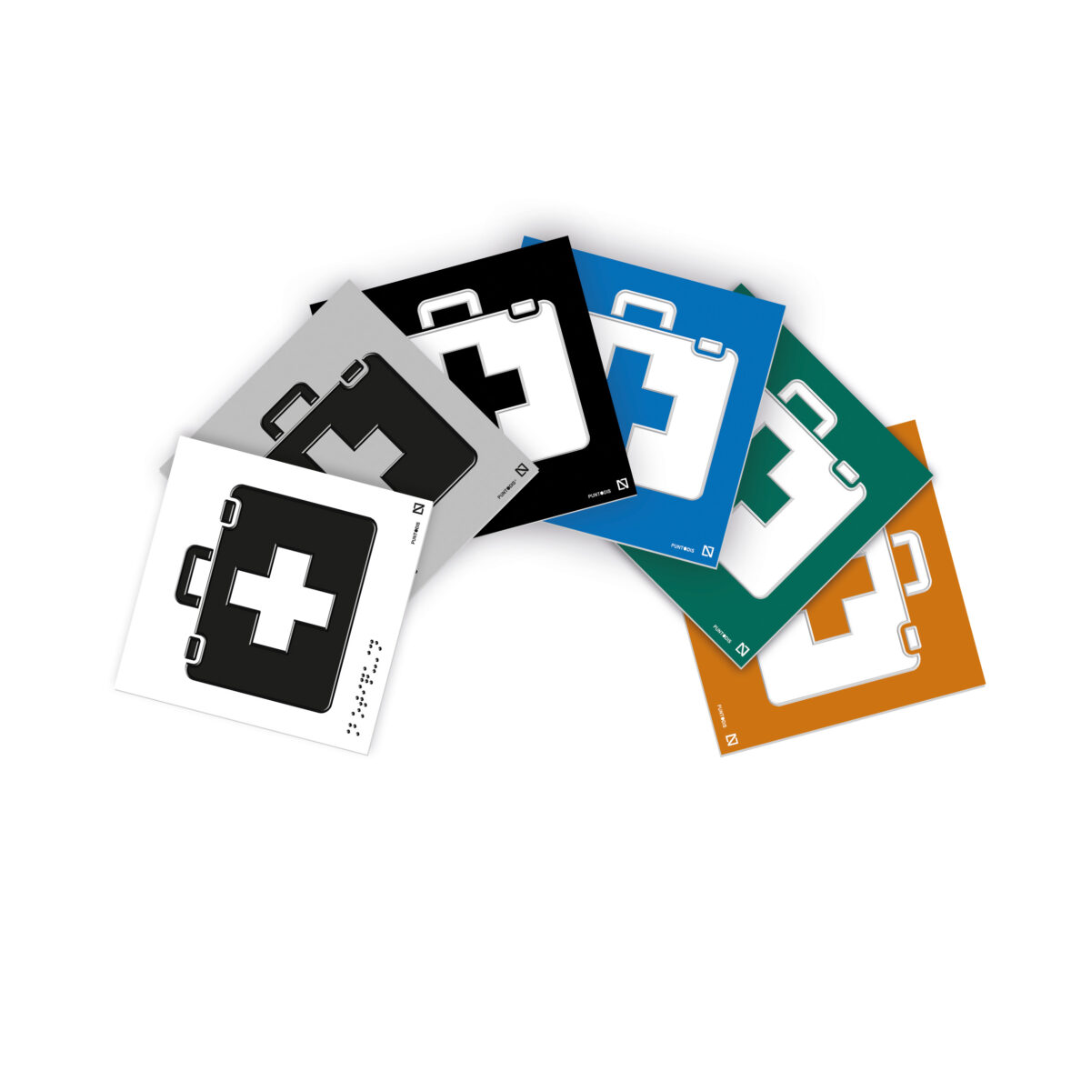Colores que se disponen para realizar las placas blanco, gris, negro, azul, verde y naranja.