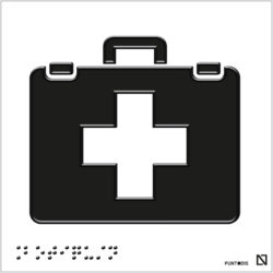 Placa Botiquín braille y altorrelieve en aluminio