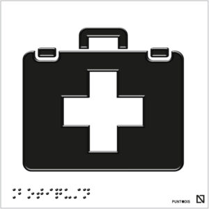 Placa Botiquín braille y altorrelieve en aluminio