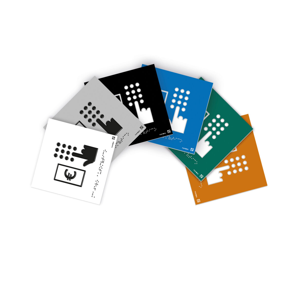 Colores que se disponen para realizar las placas blanco, gris, negro, azul, verde y naranja.