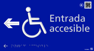 Placa Entrada accesible izquierda en braille y altorrelieve