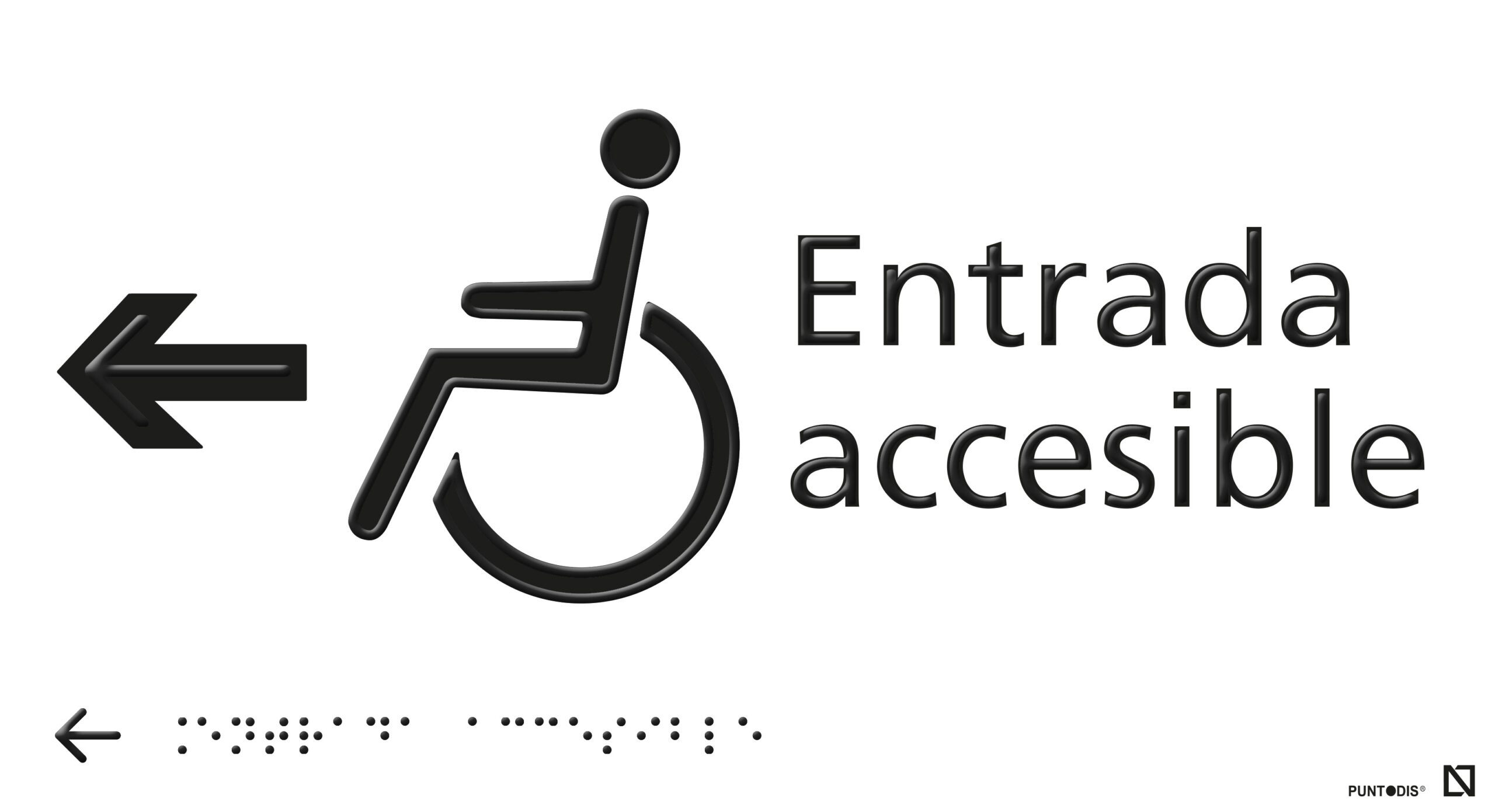 Placa Entrada accesible izquierda en braille y altorrelieve