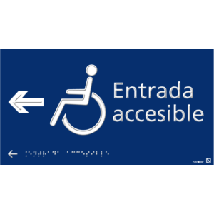 Placa Entrada accesible izquierda en braille y altorrelieve