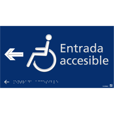 Placa Entrada accesible izquierda en braille y altorrelieve