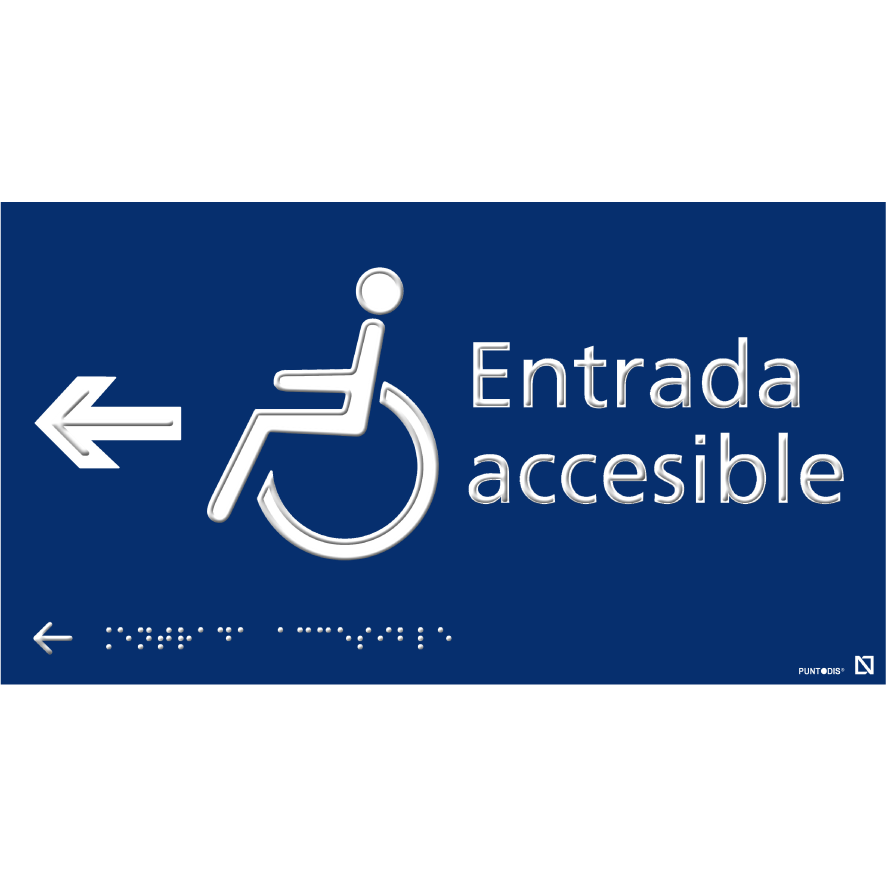 Placa Entrada accesible izquierda en braille y altorrelieve