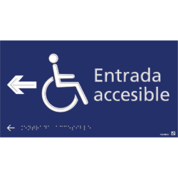Placa Entrada accesible izquierda en braille y altorrelieve
