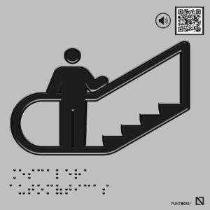 Placa Escaleras Automáticas con QR, braille y altorrelieve